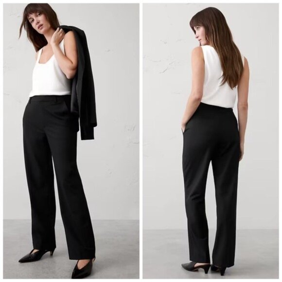 Banana Republic Straight High-Rise Sculpted Trouser Black Size 6 NWT - Picture 1 of 11